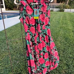 Hell Bunny retroDress with Pink and Green floral Pattern NWT